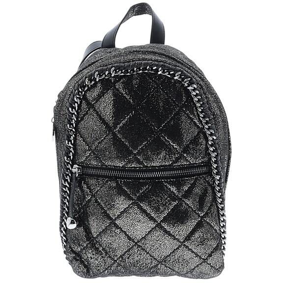 Stella McCartney Black Quilted Faux Leather Falabella Mini Backpack - Picture 1 of 4